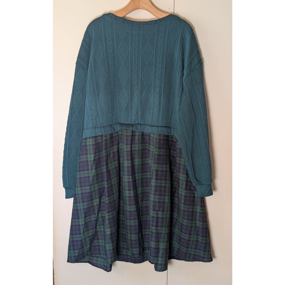 Bloomchick Green Sweater Plaid Dress 3XL - Picture 14 of 14